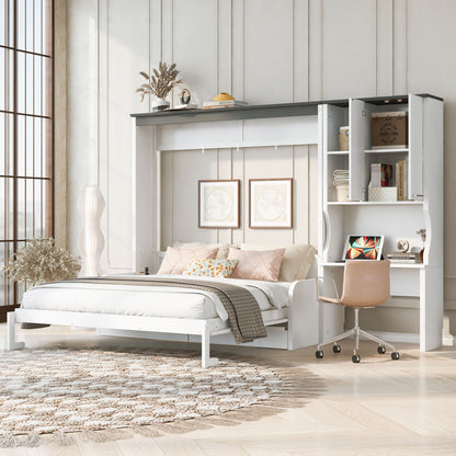 Multi Functional Murphy Bed With Sofa, Desk, And Storage Cabinet, Queen Size - White - The Sleep Loft - Online Mattress Showroom NYC