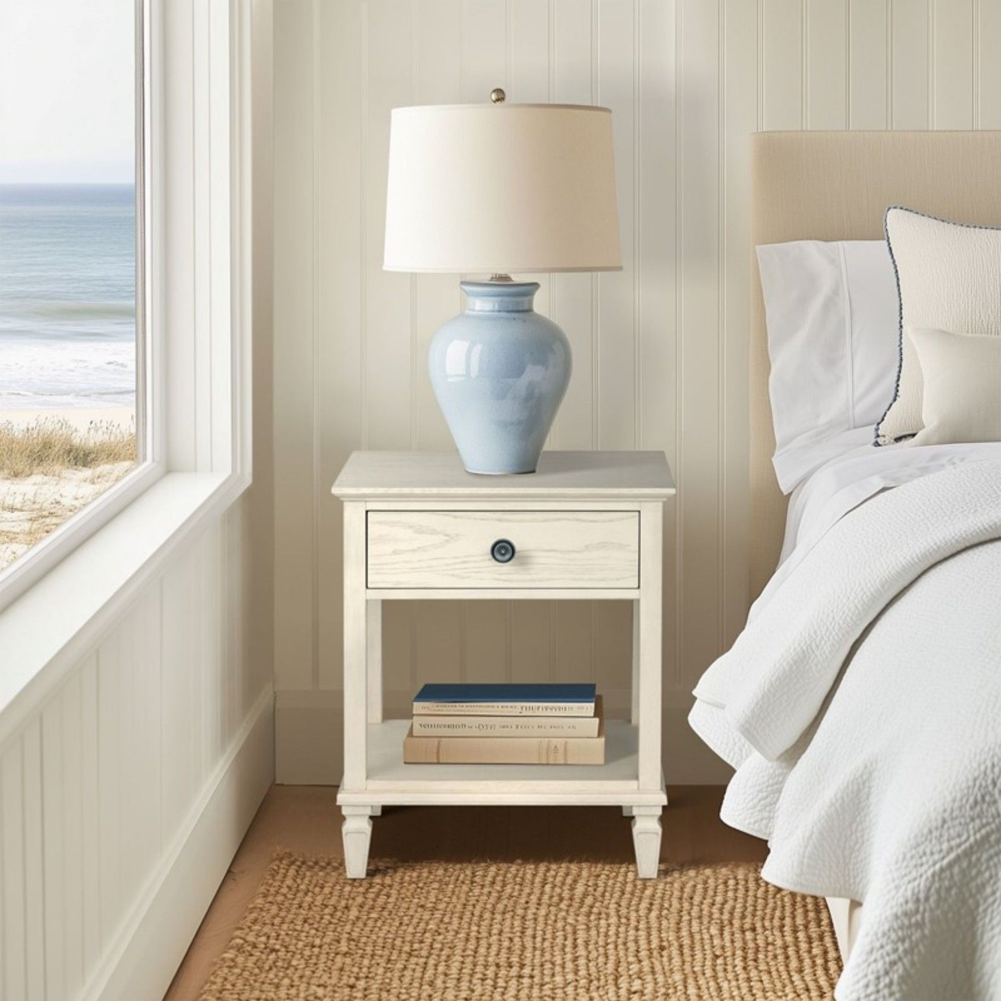 Victoria - Bedside Table With Drawer And Shelf - The Sleep Loft - Online Mattress Showroom NYC