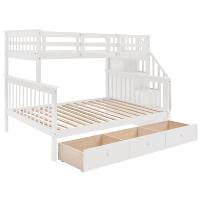 Stairway Bunk Bed With Storage And Guard Rail For Bedroom - The Sleep Loft - Online Mattress Showroom NYC