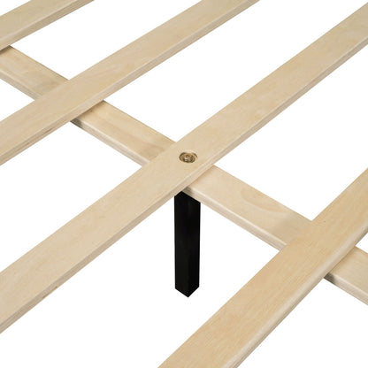 Platform Bed With Thick, Stylish Stripe Decorated Bedboard And Elegant Leg - The Sleep Loft - Online Mattress Showroom NYC