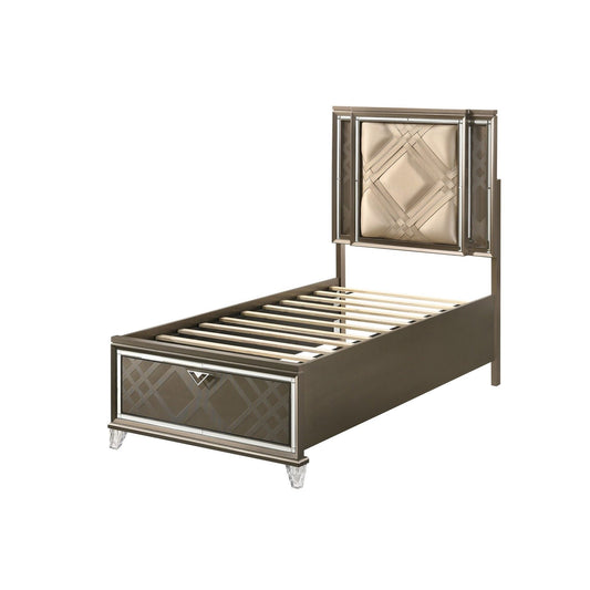 Skylar - Full Bed With LED & Storage - Dark Champagne - The Sleep Loft - Online Mattress Showroom NYC