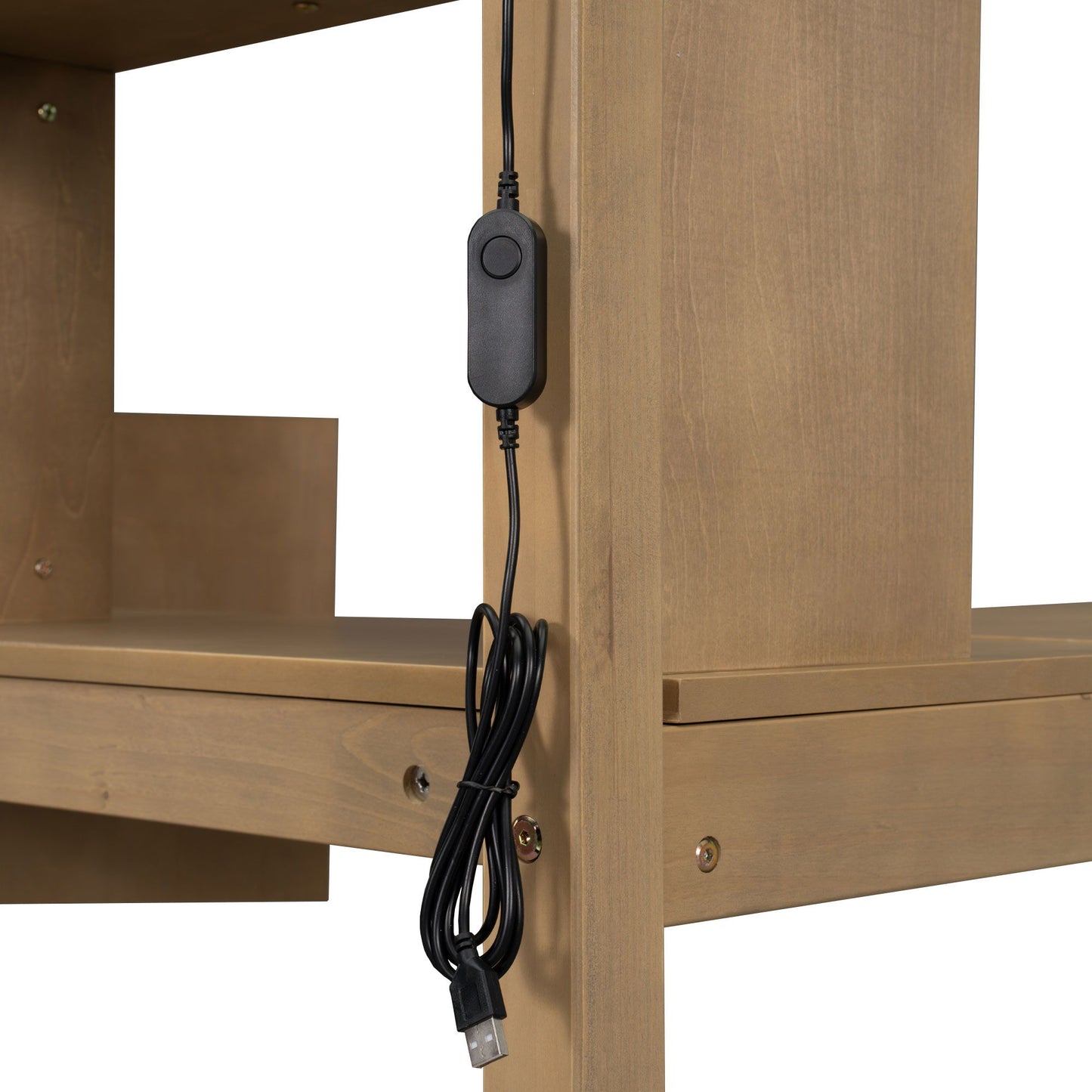 Loft Bed With Built In L Shaped Desk, LED Lights, Storage Shelves, Cabinets, And Staircase - The Sleep Loft - Online Mattress Showroom NYC