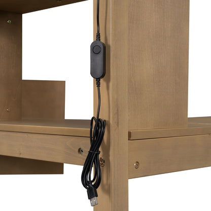 Loft Bed With Built In L Shaped Desk, LED Lights, Storage Shelves, Cabinets, And Staircase - The Sleep Loft - Online Mattress Showroom NYC