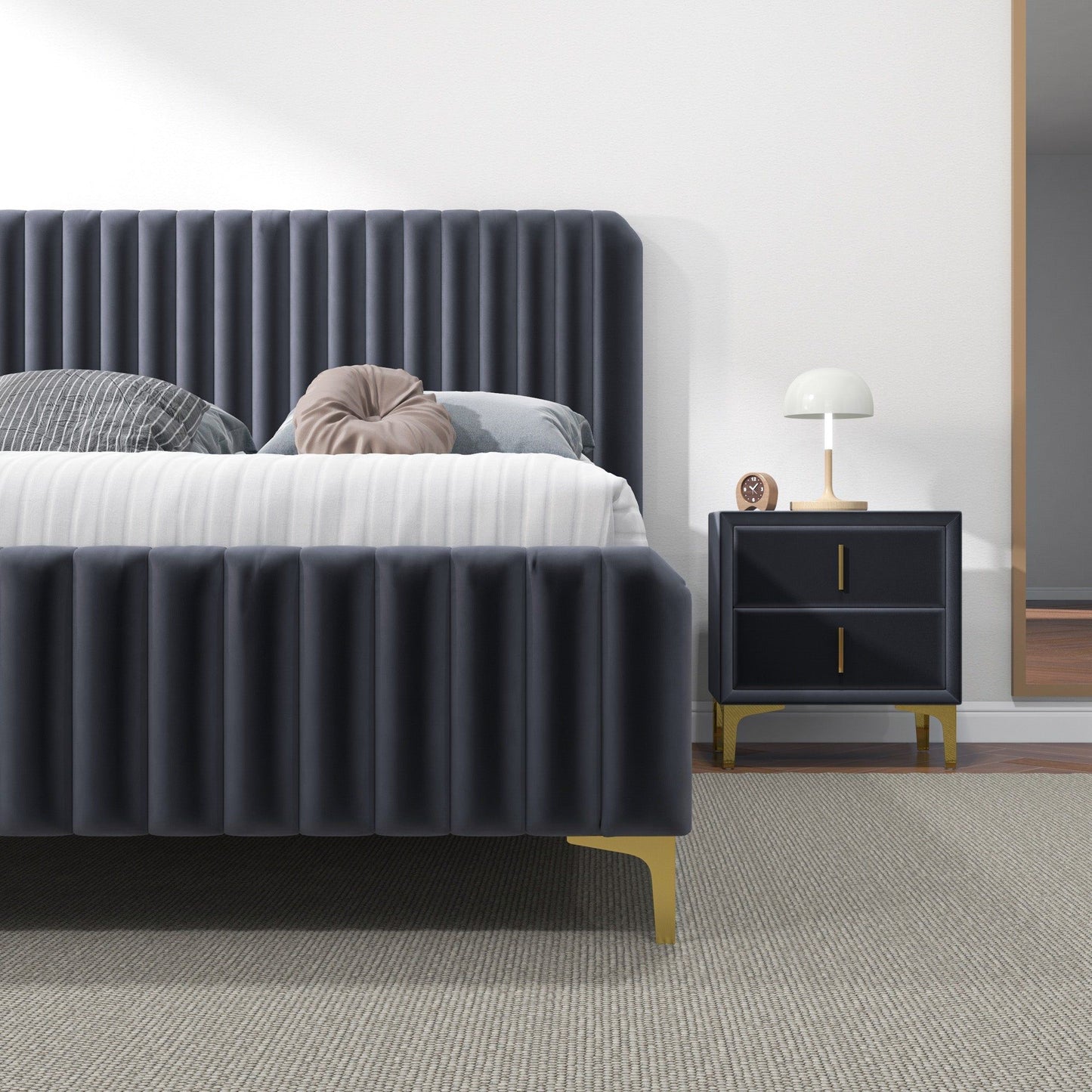 Bethany - Queen Upholstered Platform Bed - Gray - The Sleep Loft - Online Mattress Showroom NYC