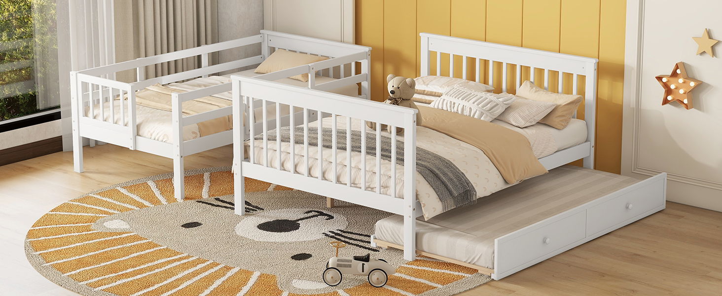 Bunk Bed With Twin Size Trundle, Storage And Guard Rail For Bedroom - The Sleep Loft - Online Mattress Showroom NYC