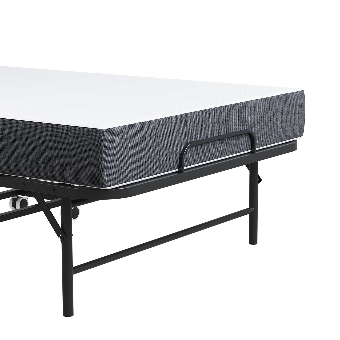 Twin Folding Bed With Adjustable Headboard & Memory Foam Mattress, Portable Coton Wheels For Tall People, Space-Saving Guest Bed - Black - The Sleep Loft - Online Mattress Showroom NYC