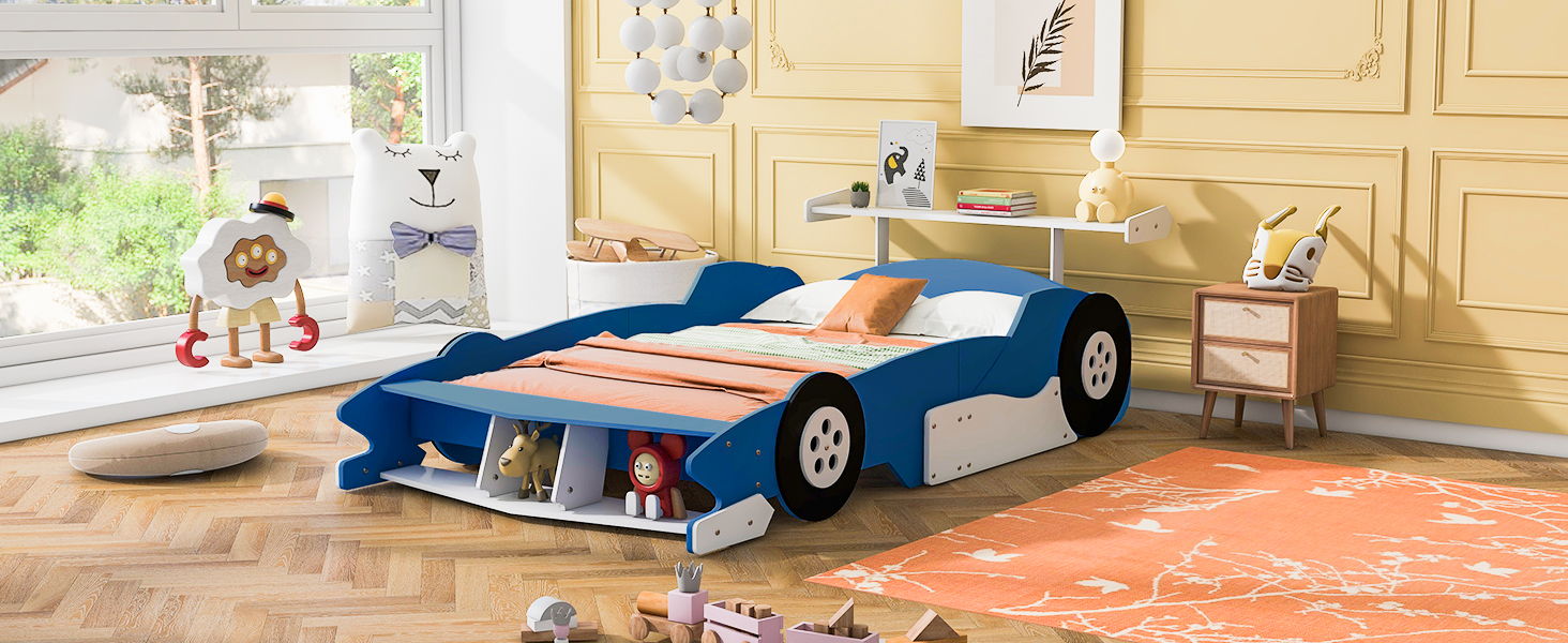 Race Car-Shaped Platform Bed With Wheels - The Sleep Loft - Online Mattress Showroom NYC