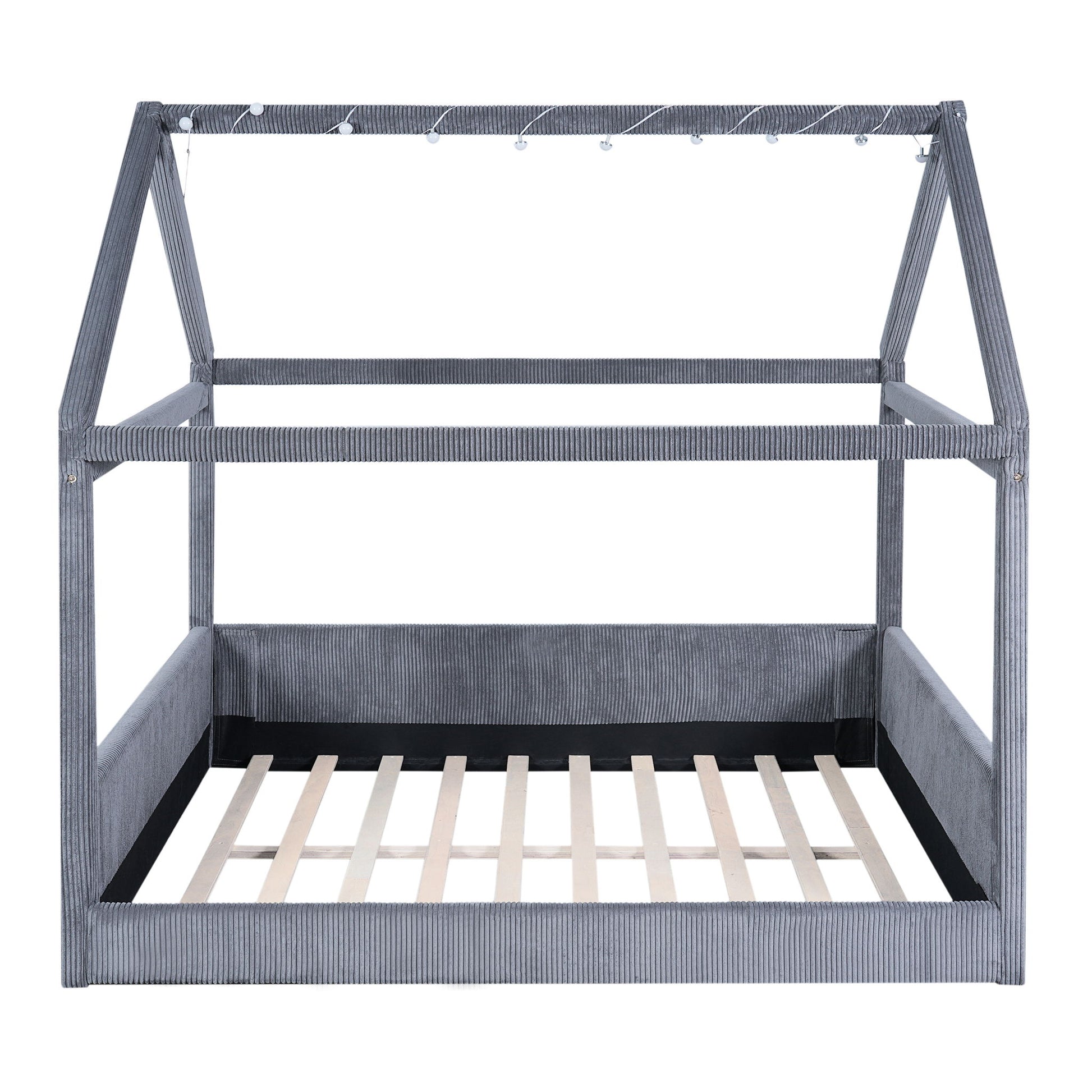 Upholstered House Style Daybed With LED Light Strips - The Sleep Loft - Online Mattress Showroom NYC