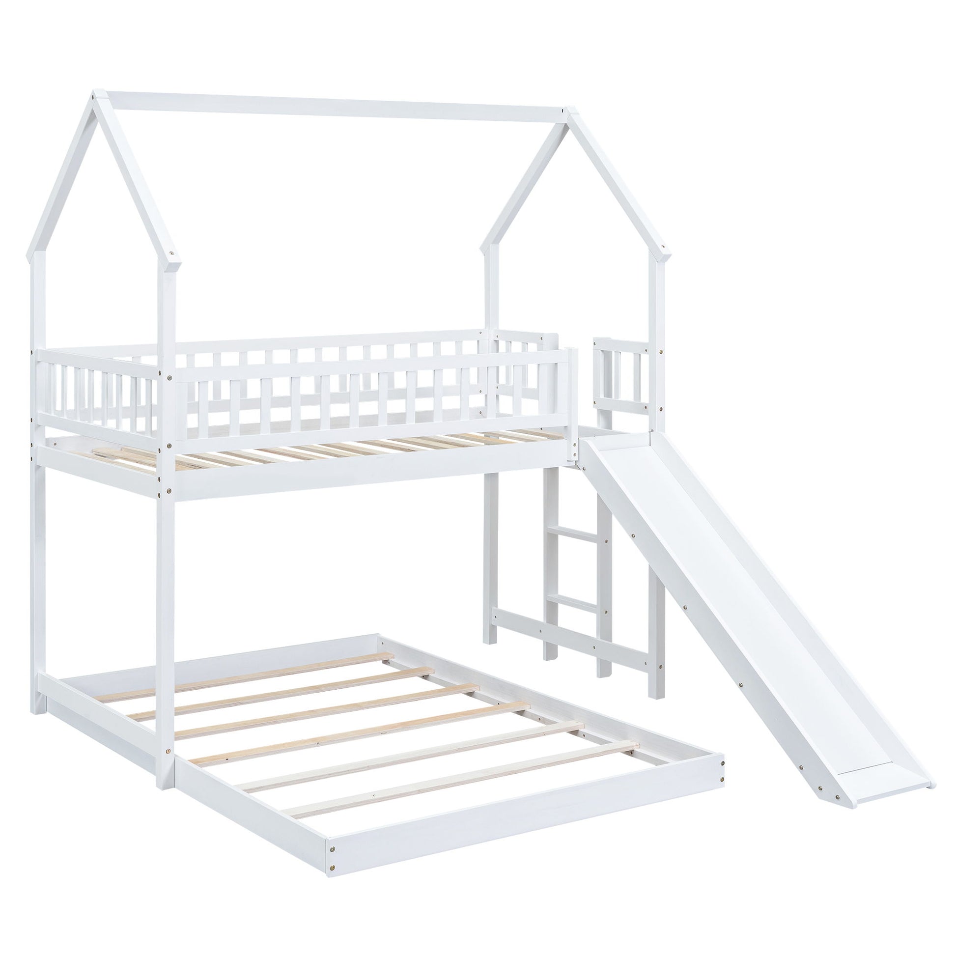 House Bunk Bed With Slide And Built In Ladder - The Sleep Loft - Online Mattress Showroom NYC