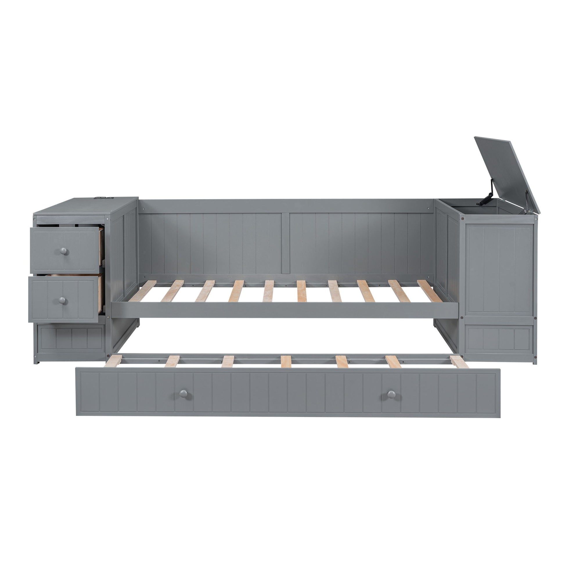Daybed With Storage Arms, Trundle And Charging Station - The Sleep Loft - Online Mattress Showroom NYC