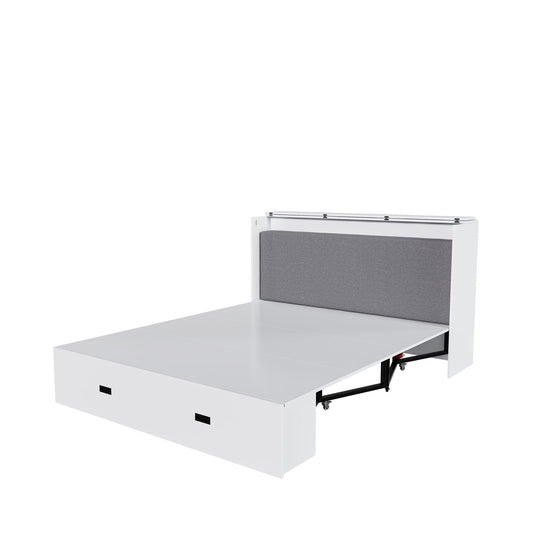 Full Murphy Bed With Storage Drawers, Charging Station, Foldable Panels, And Silent Swivel Wheels - The Sleep Loft - Online Mattress Showroom NYC