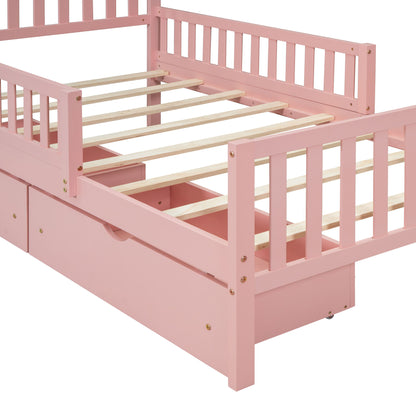 Platform Bed With Guardrails On Both Sides And 2 Storage Drawers - The Sleep Loft - Online Mattress Showroom NYC