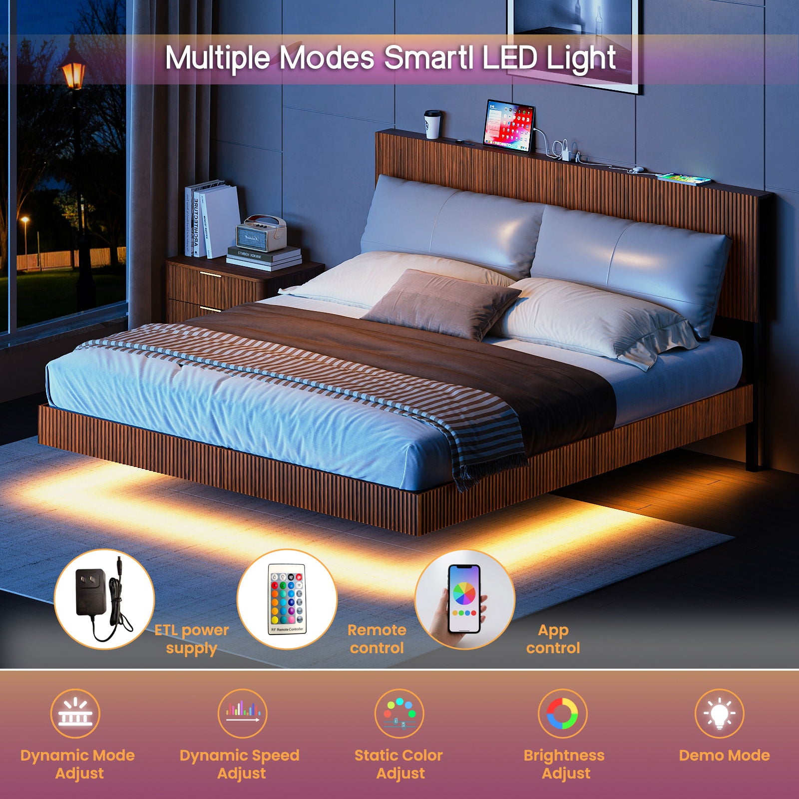Floating Bedstead With Charging Station And LED Lights - The Sleep Loft - Online Mattress Showroom NYC