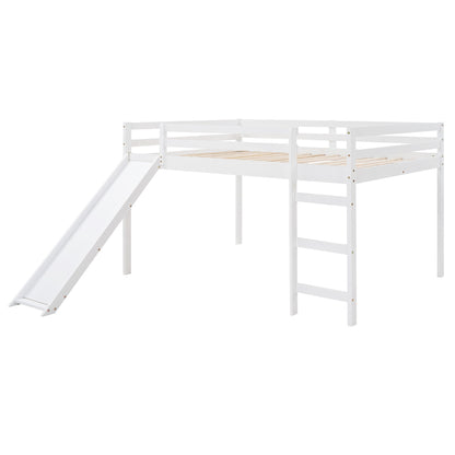 Full Loft Bed With Slide, Multifunctional Design - White - The Sleep Loft - Online Mattress Showroom NYC