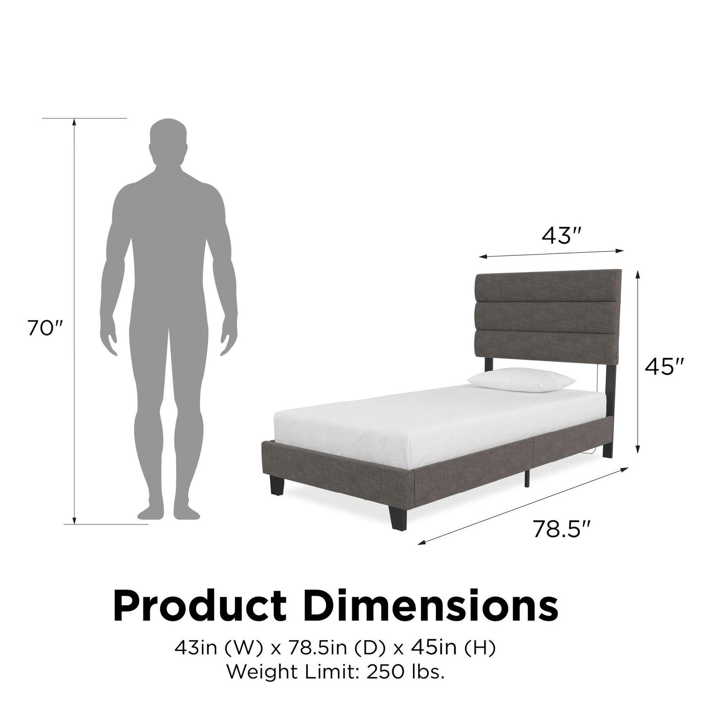 Paloma - Twin Bed With Dual USB Port - Linen - The Sleep Loft - Online Mattress Showroom NYC
