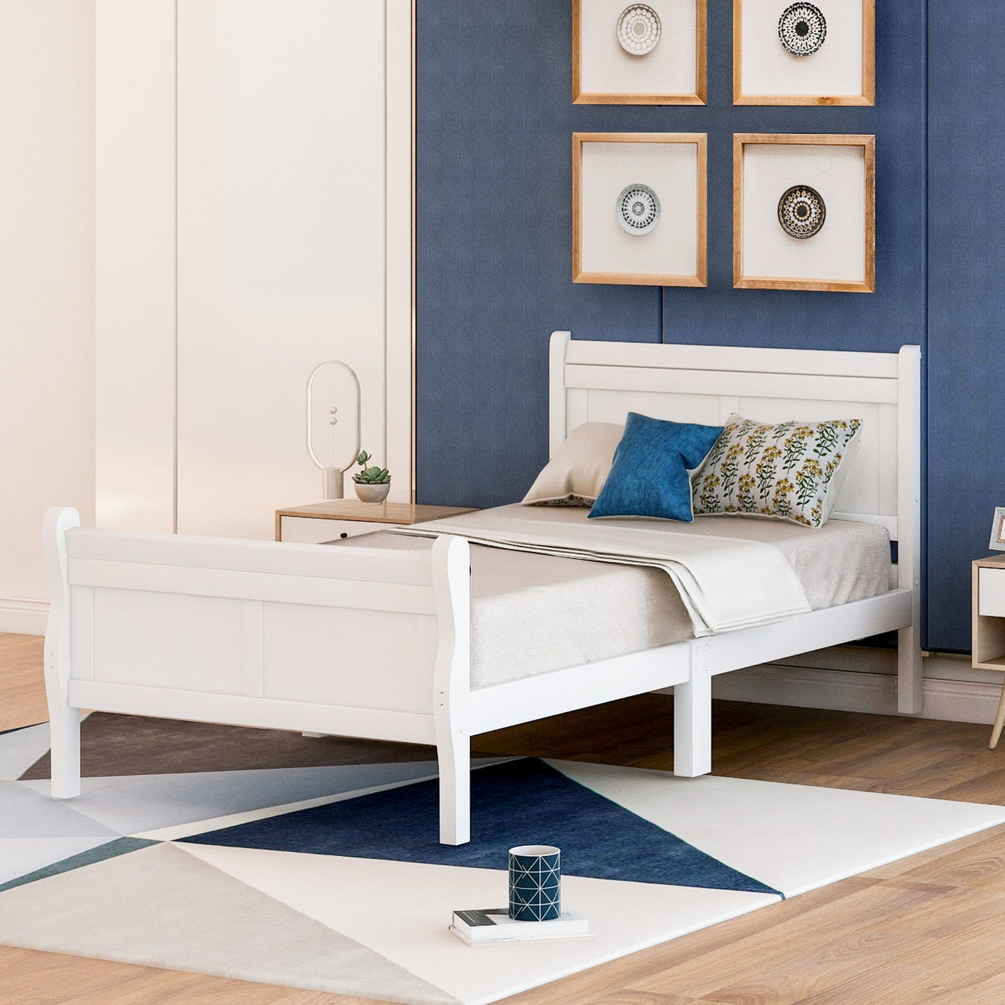 Platform Bed Frame Mattress Foundation Sleigh Bed With Headboard / Footboard / Wood Slat Suppor - The Sleep Loft - Online Mattress Showroom NYC