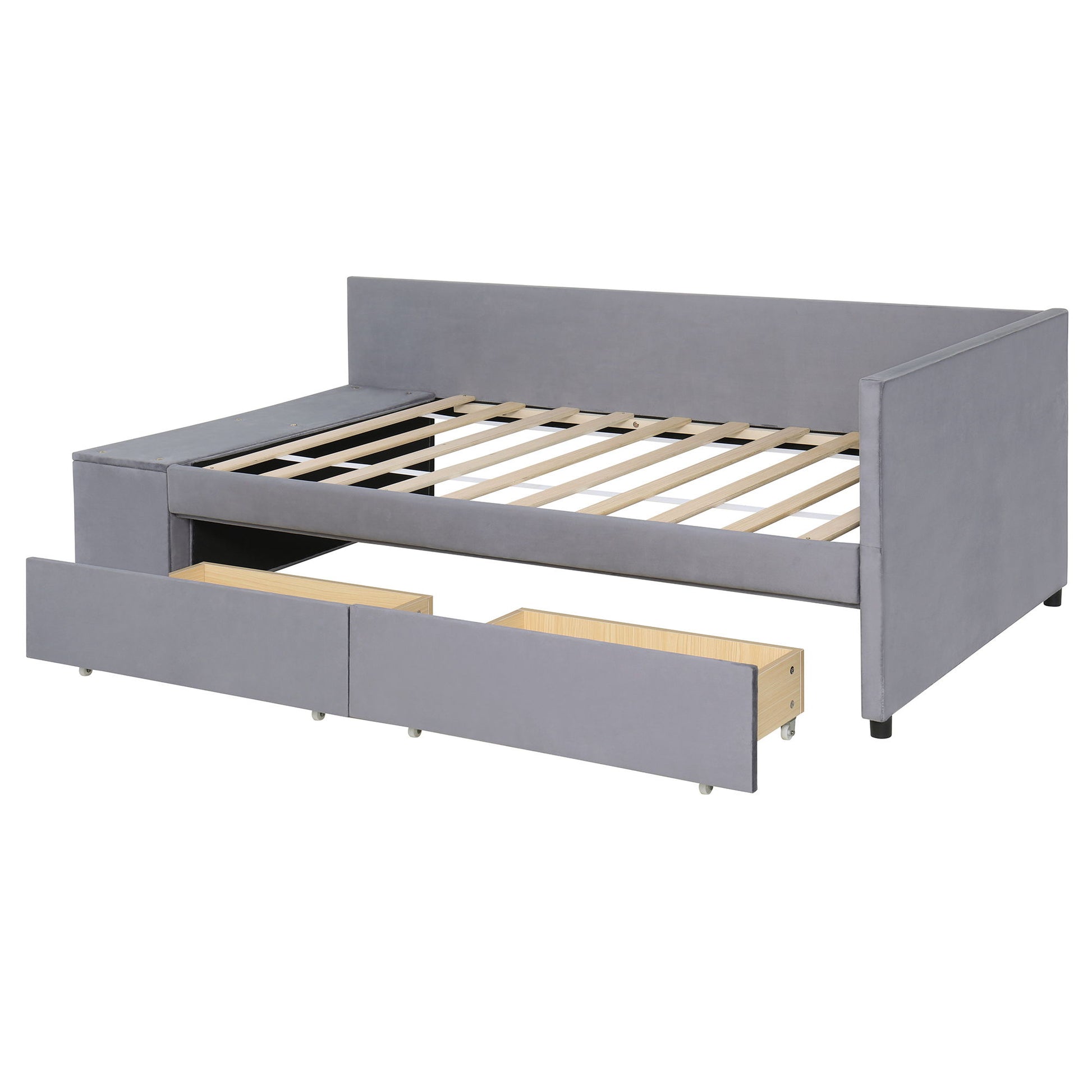 L Shaped Upholstered Platform Bed With Storage And Drawers - The Sleep Loft - Online Mattress Showroom NYC