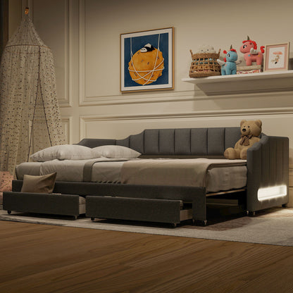 Extendable Daybed With LED Light And 2 Storage Drawers - The Sleep Loft - Online Mattress Showroom NYC