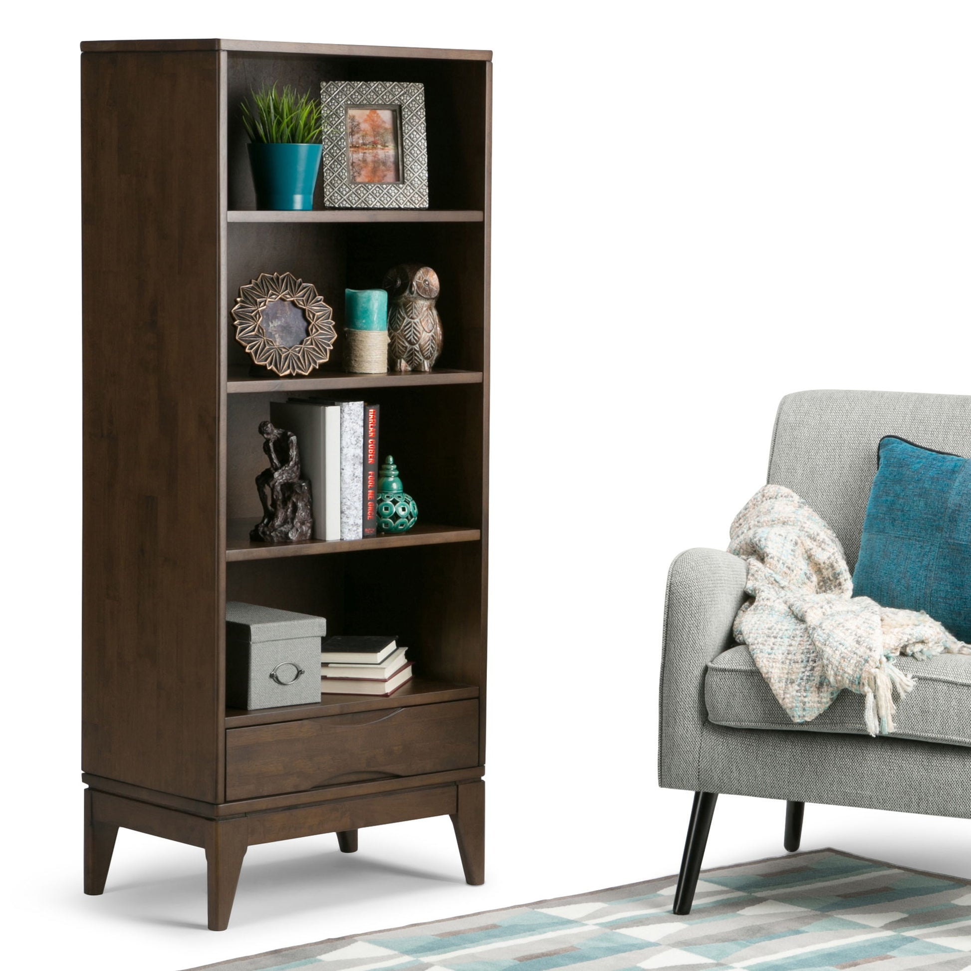 Harper - Bookcase With Storage - Walnut Brown - The Sleep Loft - Online Mattress Showroom NYC