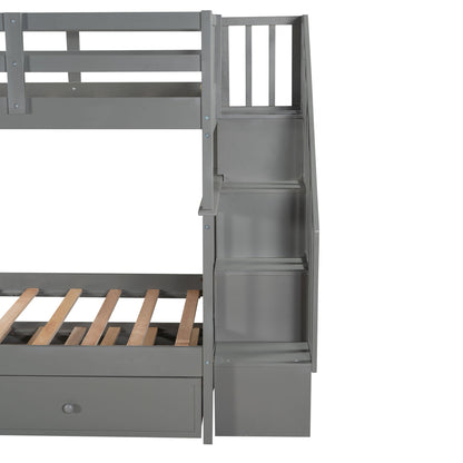 Stairway Bunk Bed With Storage And Guard Rail For Bedroom - The Sleep Loft - Online Mattress Showroom NYC