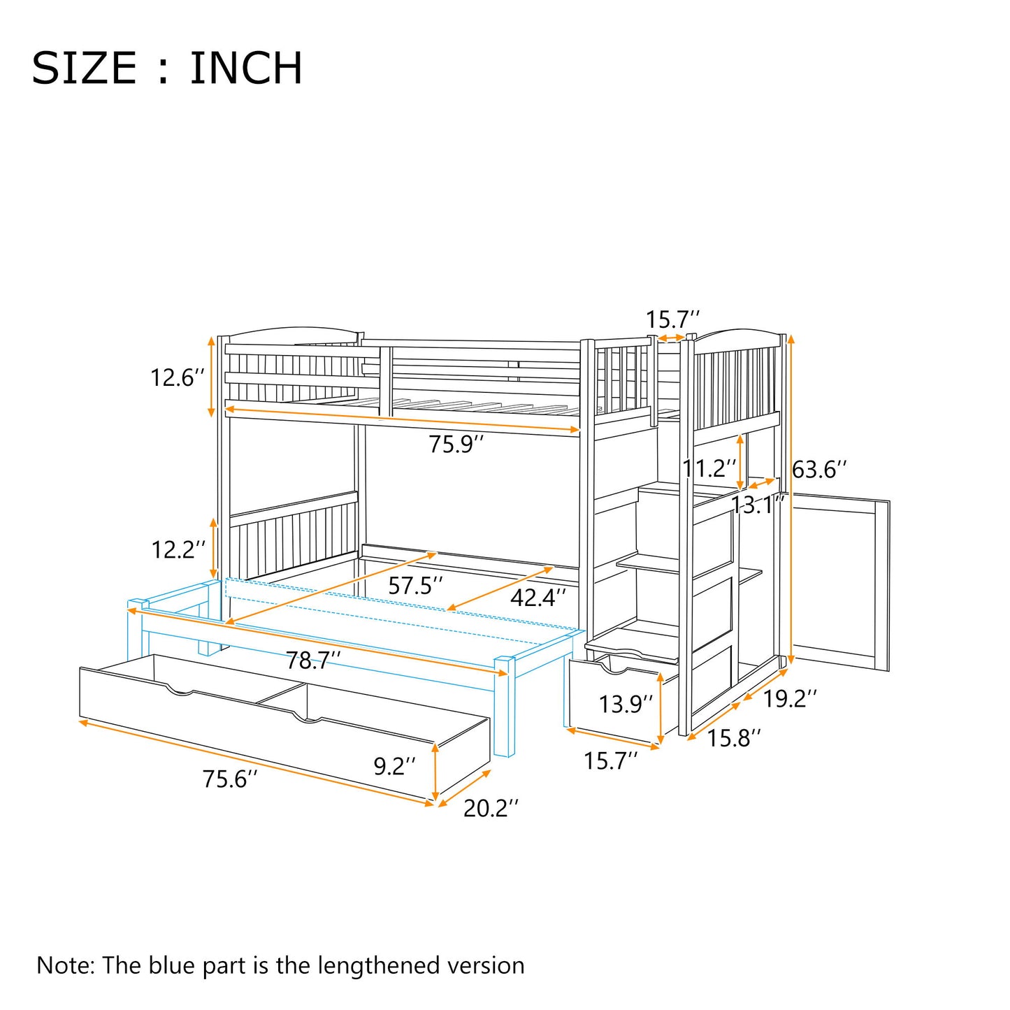 Bunk Bed, Convertible Bottom Bed, Storage Shelves And Drawers - The Sleep Loft - Online Mattress Showroom NYC