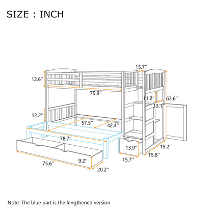 Bunk Bed, Convertible Bottom Bed, Storage Shelves And Drawers - The Sleep Loft - Online Mattress Showroom NYC