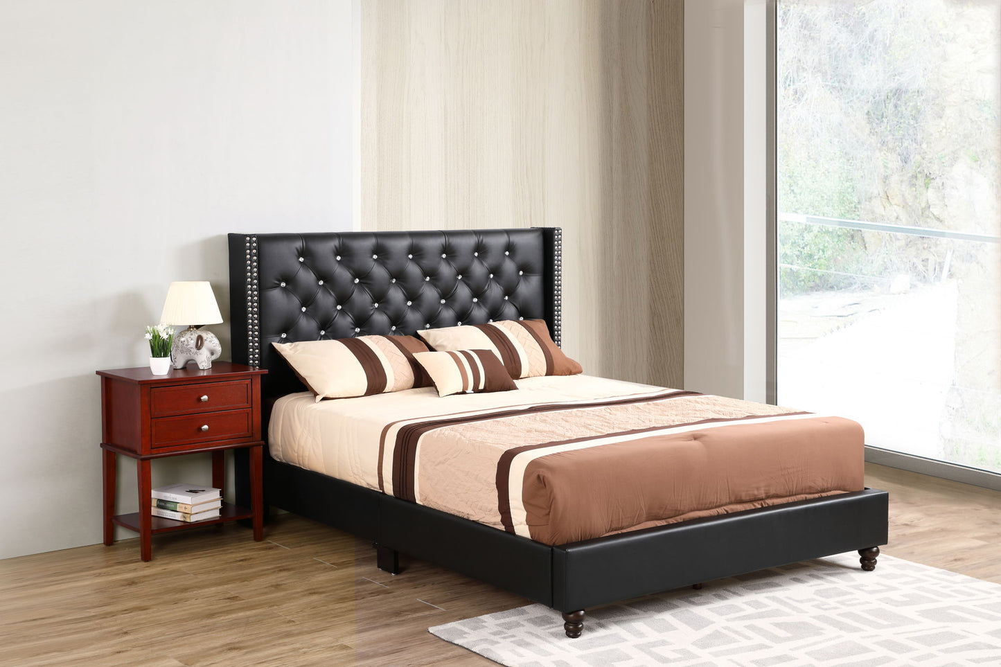 Upholstered Nailhead Trim Chic Bed - The Sleep Loft - Online Mattress Showroom NYC