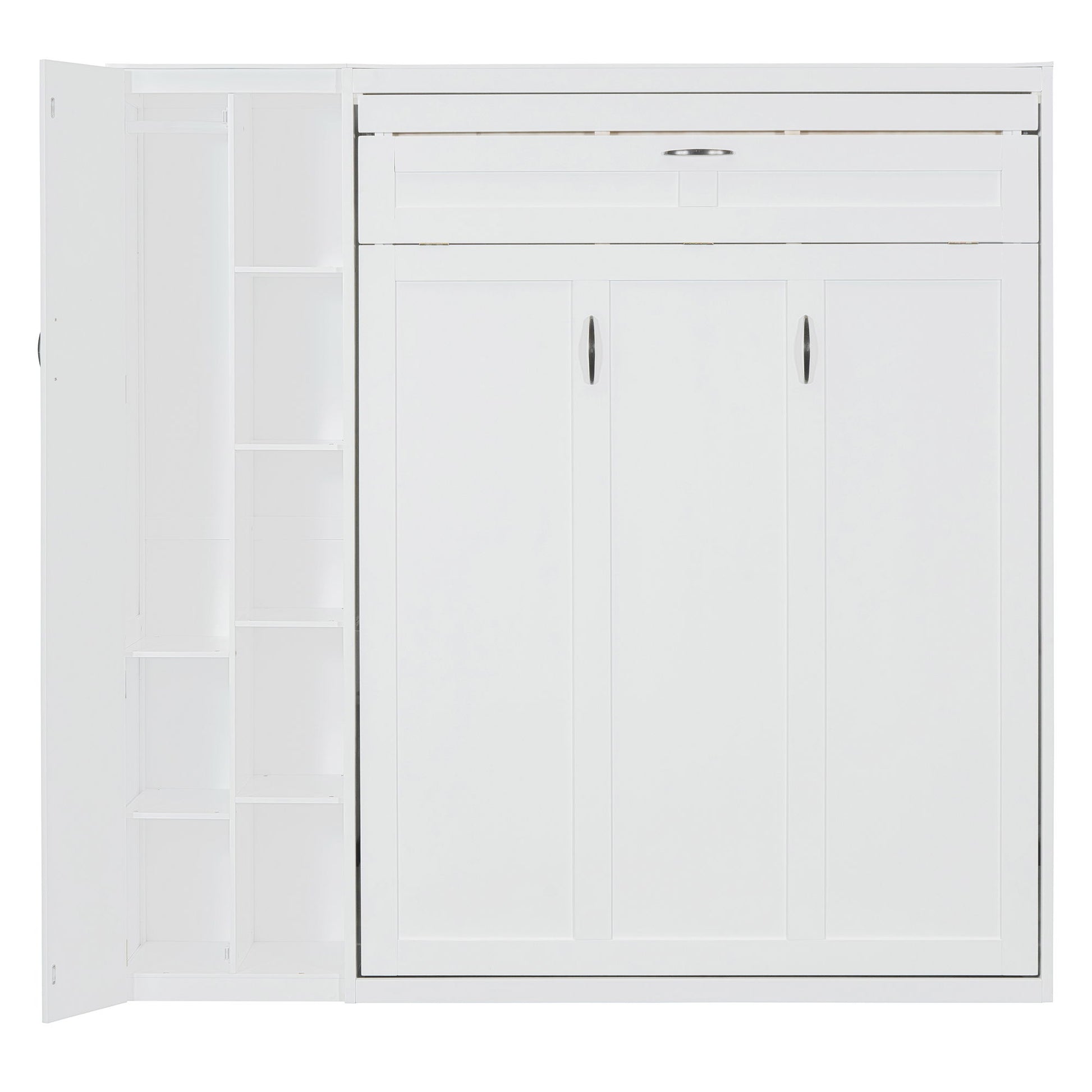 Murphy Wall Bed With Shelves, Wardrobe And LED Lights - The Sleep Loft - Online Mattress Showroom NYC