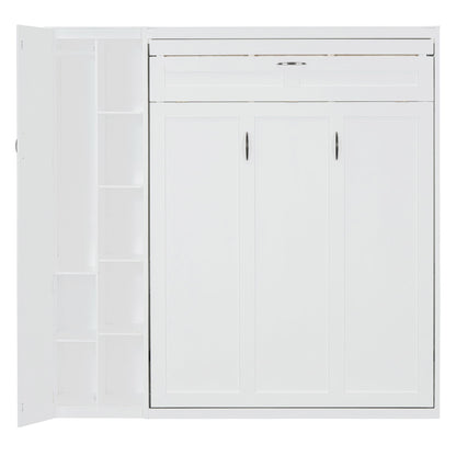 Murphy Wall Bed With Shelves, Wardrobe And LED Lights - The Sleep Loft - Online Mattress Showroom NYC