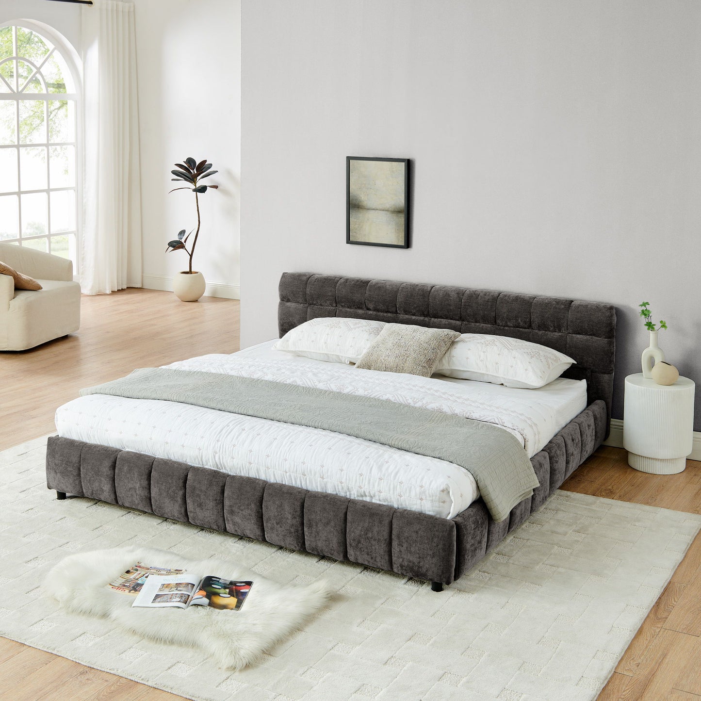 Modern Platform Bed Frame With Thick Fabric - The Sleep Loft - Online Mattress Showroom NYC