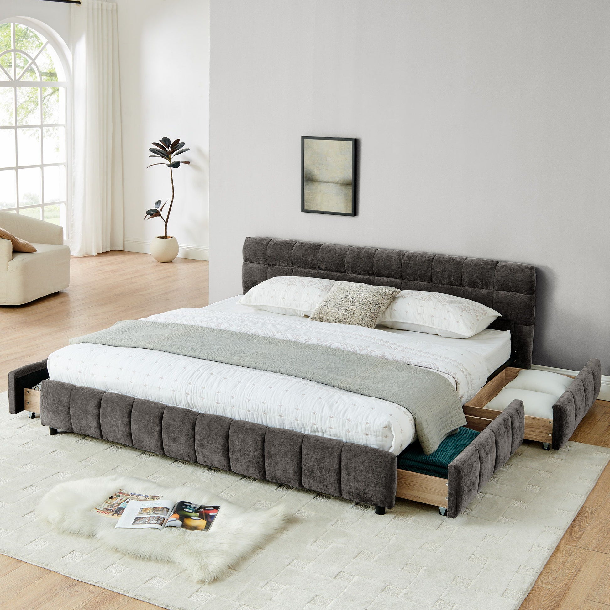 Modern Platform Bed Frame With Thick Fabric - The Sleep Loft - Online Mattress Showroom NYC