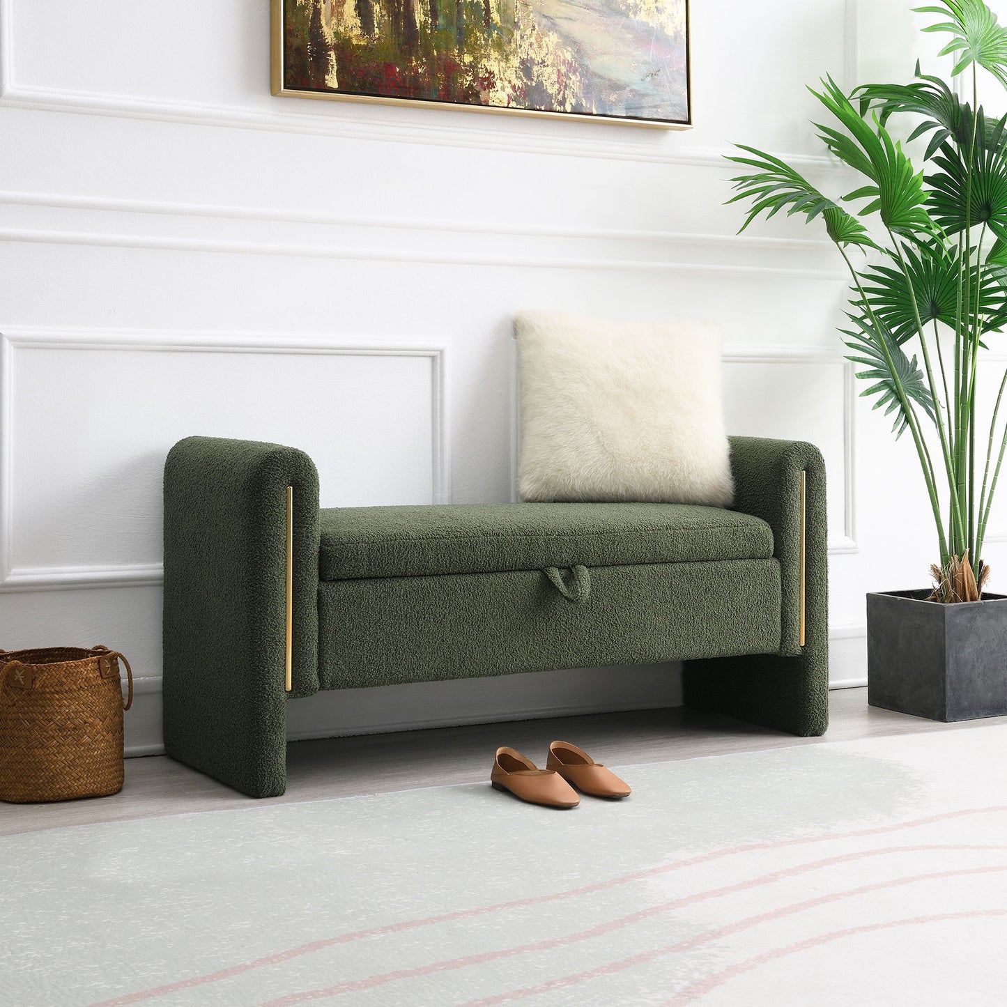 Modern Teddy Upholstered Large Bed End Bench With Arms And Storage - The Sleep Loft - Online Mattress Showroom NYC