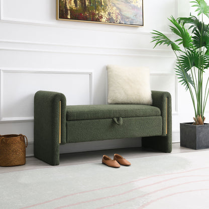 Modern Teddy Upholstered Large Bed End Bench With Arms And Storage - The Sleep Loft - Online Mattress Showroom NYC