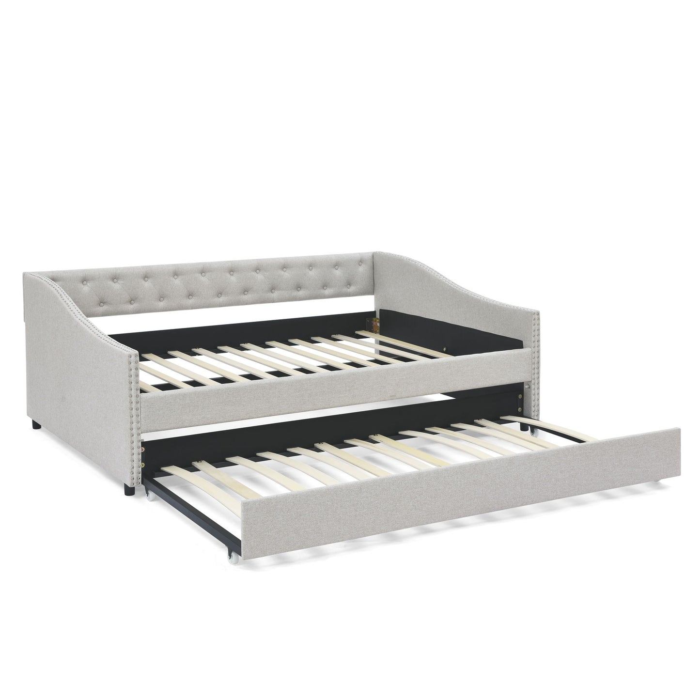 Upholstered Tufted Daybed With Drawers, Waved Arms - The Sleep Loft - Online Mattress Showroom NYC