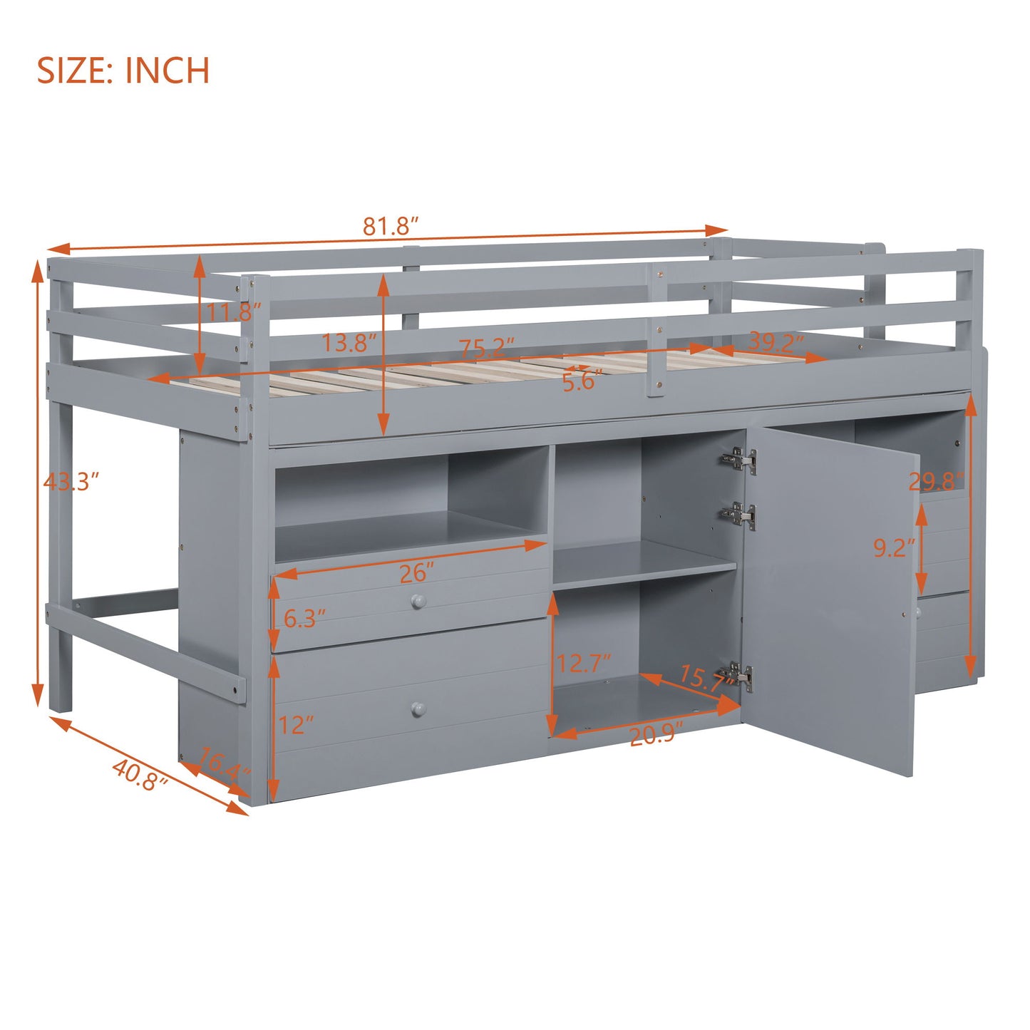 Loft Bed With 4 Drawers, Underneath Cabinet And Shelves - The Sleep Loft - Online Mattress Showroom NYC