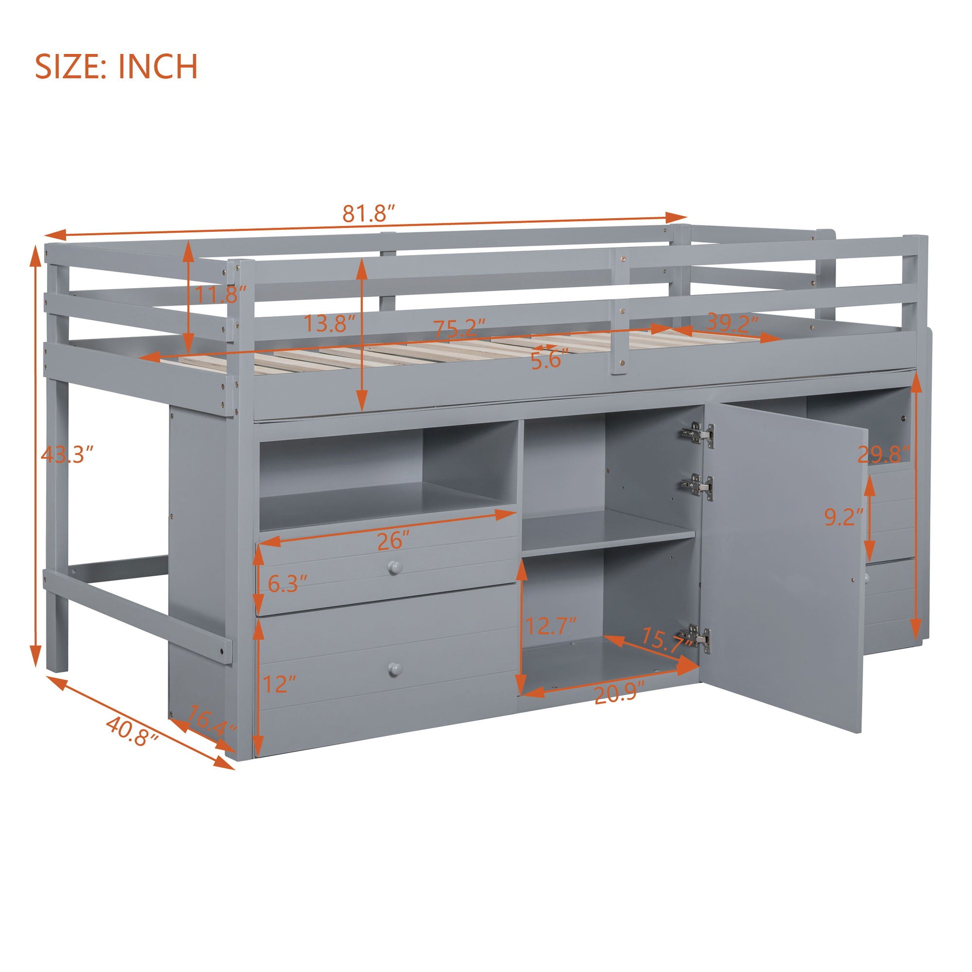 Loft Bed With 4 Drawers, Underneath Cabinet And Shelves - The Sleep Loft - Online Mattress Showroom NYC