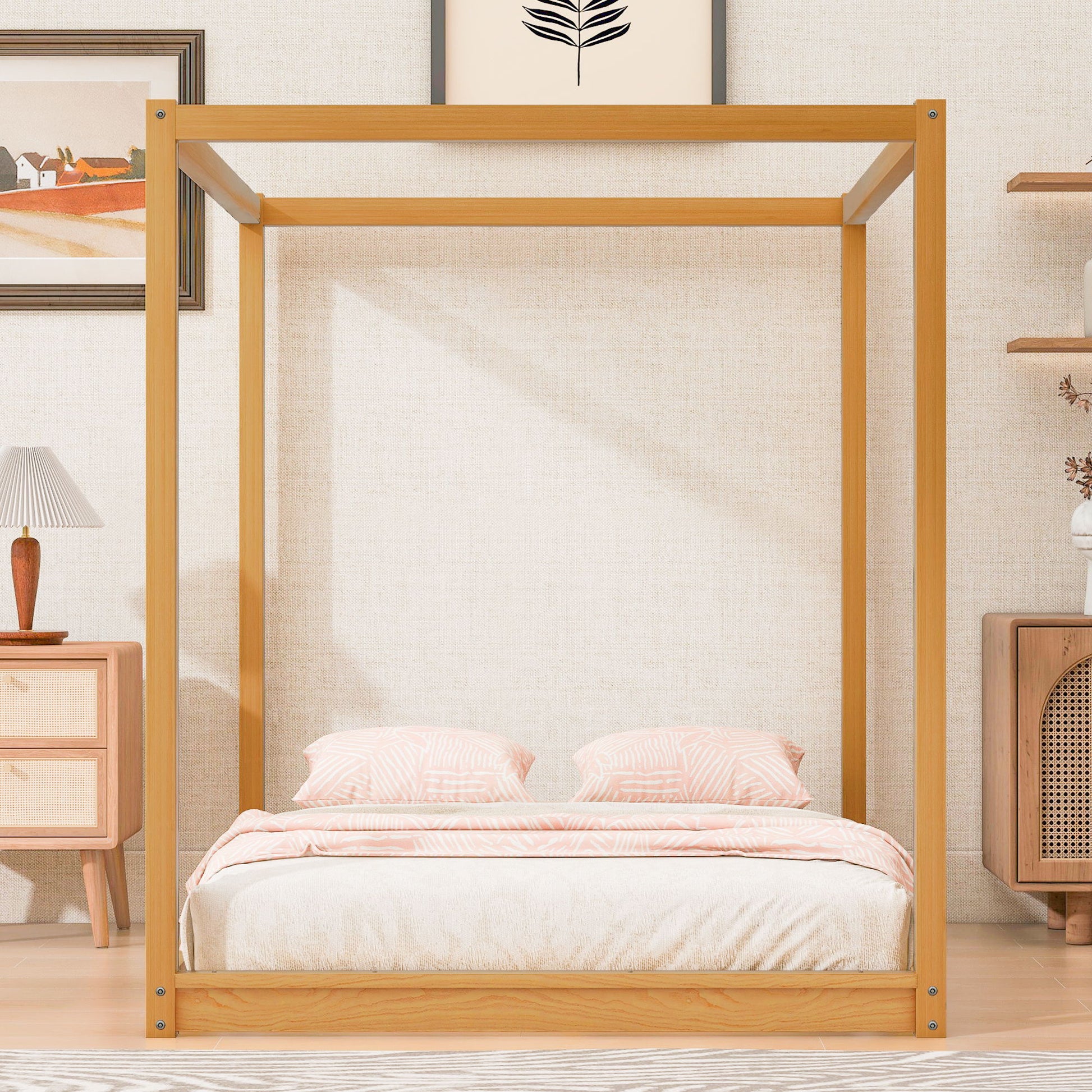 Wood Canopy Platform Bed With Support Legs And Airflow Slats - The Sleep Loft - Online Mattress Showroom NYC