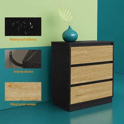 3 Drawer Nightstand, Bedroom Side Table