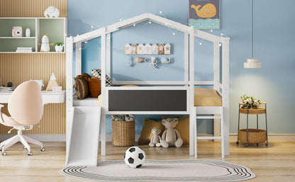 Loft House Bed With Ladder And Slide, With board And Light Strip On The Roof - The Sleep Loft - Online Mattress Showroom NYC