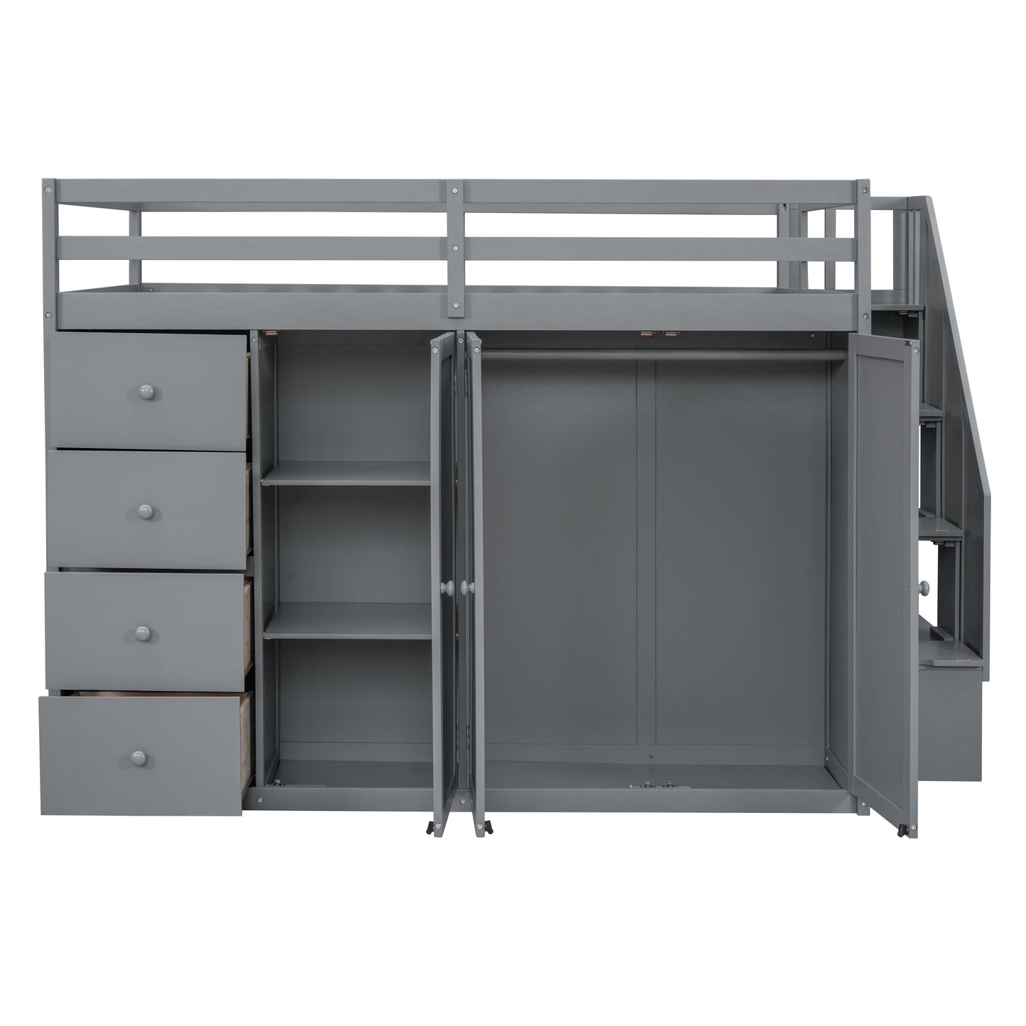 Loft Bed With Built In Wardrobes, Cabinets And Drawers - The Sleep Loft - Online Mattress Showroom NYC