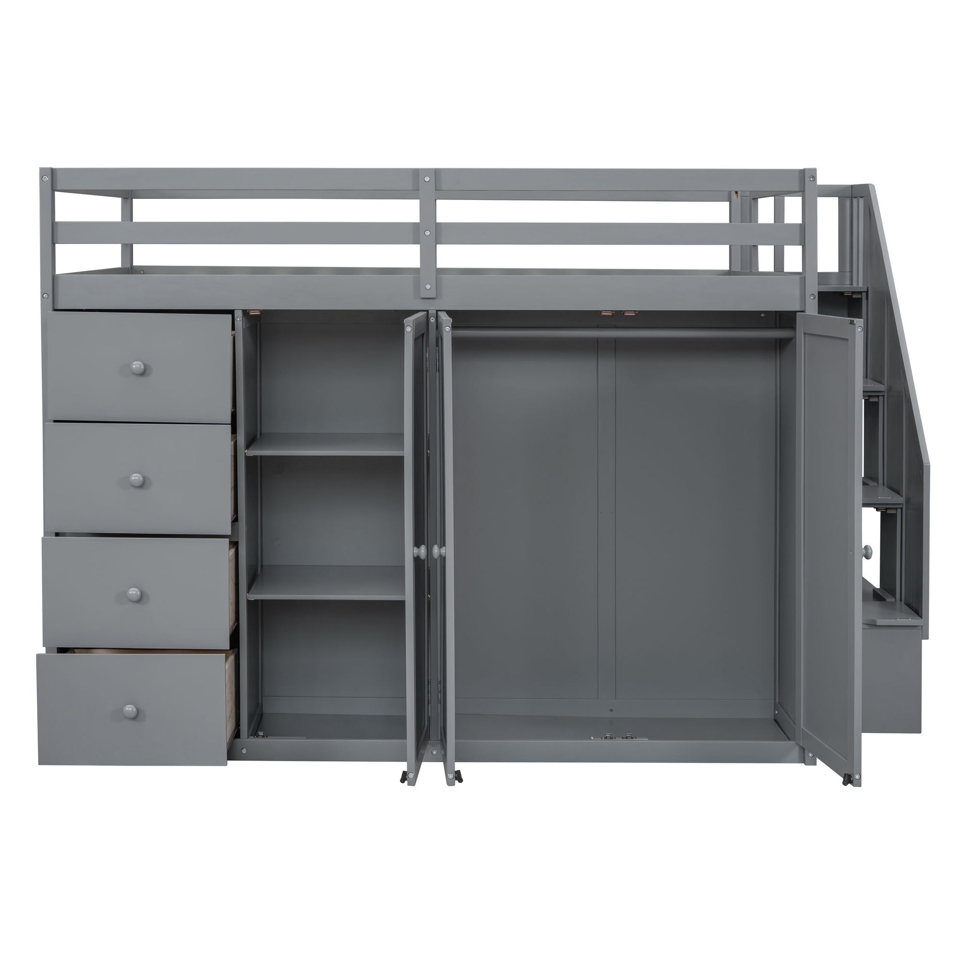 Loft Bed With Built In Wardrobes, Cabinets And Drawers - The Sleep Loft - Online Mattress Showroom NYC