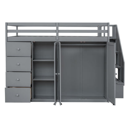 Loft Bed With Built In Wardrobes, Cabinets And Drawers - The Sleep Loft - Online Mattress Showroom NYC