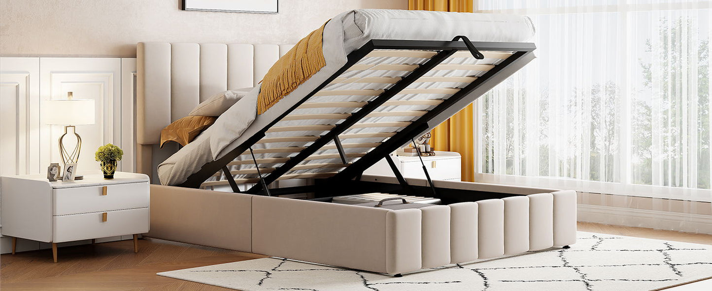 Elegant Upholstered Platform Bed With Hydraulic Storage System - The Sleep Loft - Online Mattress Showroom NYC