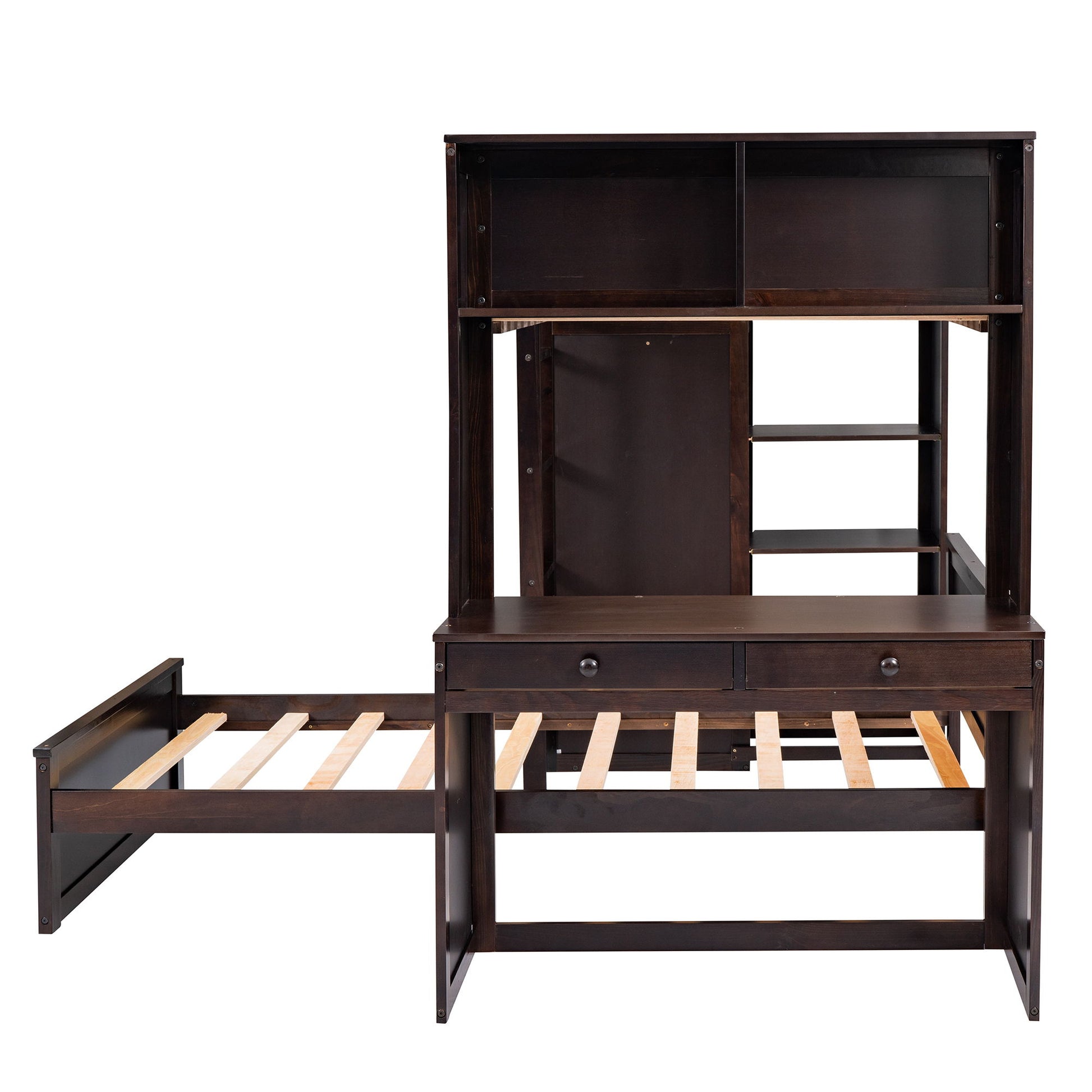 Loft Bed With A Stand Alone Bed, Shelves, Desk, And Wardrobe - The Sleep Loft - Online Mattress Showroom NYC