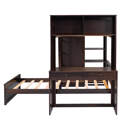 Loft Bed With A Stand Alone Bed, Shelves, Desk, And Wardrobe - The Sleep Loft - Online Mattress Showroom NYC