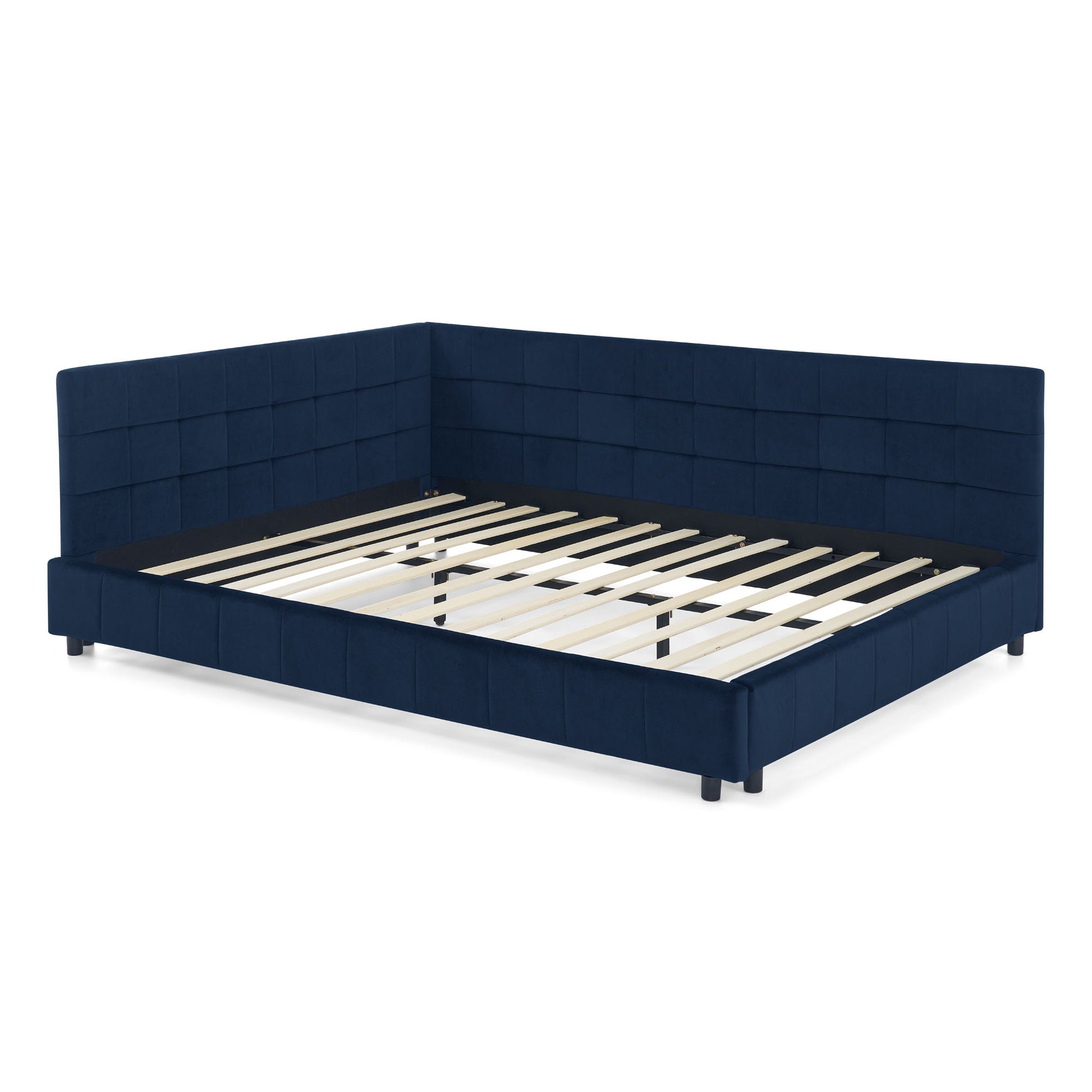 Mid-Century Storage Upholstered Tufted Bed Frame With Backrest And Armrests - The Sleep Loft - Online Mattress Showroom NYC