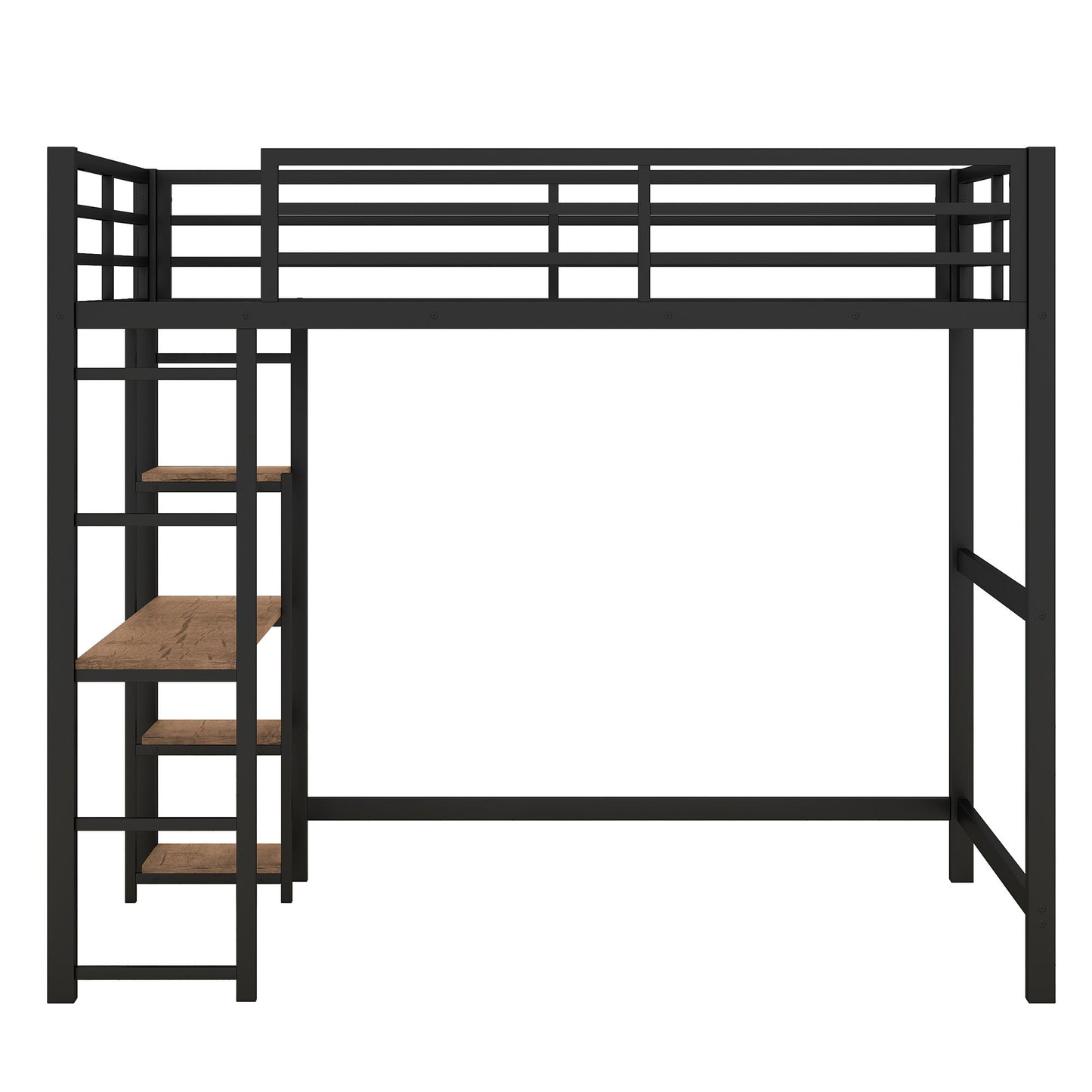 Loft Bed With Built In Desk And Storage Shelves, Full Size - Black - The Sleep Loft - Online Mattress Showroom NYC