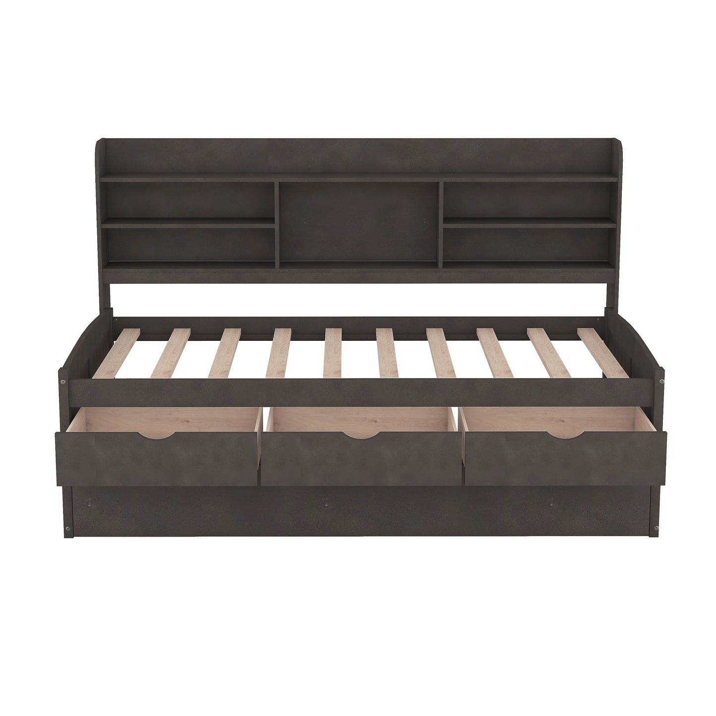 Captain Bed With Built In Bookshelves, 3 Storage Drawers, And Trundle - The Sleep Loft - Online Mattress Showroom NYC