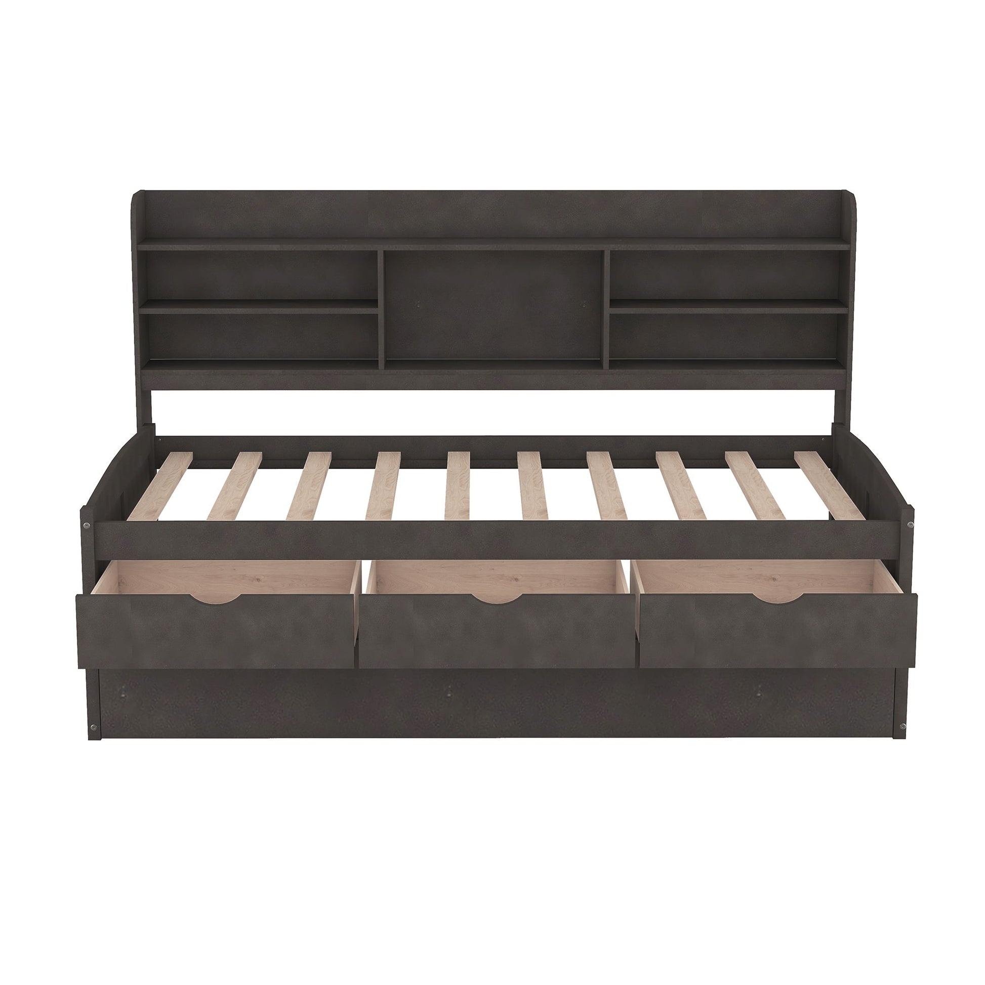 Captain Bed With Built In Bookshelves, 3 Storage Drawers, And Trundle - The Sleep Loft - Online Mattress Showroom NYC