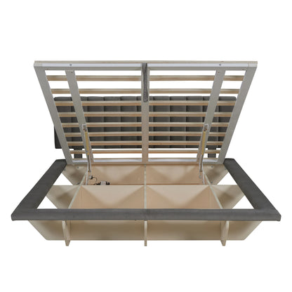 Upholstered Floating Hydrualic Platform Bed With LED Light And USB Port - The Sleep Loft - Online Mattress Showroom NYC